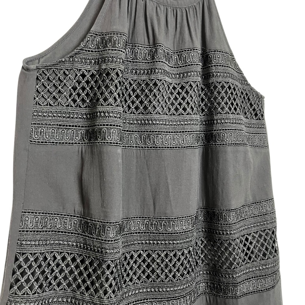 LOFT Black Halter Neck Crochet Lace Trim Tassel Dress Size Small Boho - Picture 5 of 11
